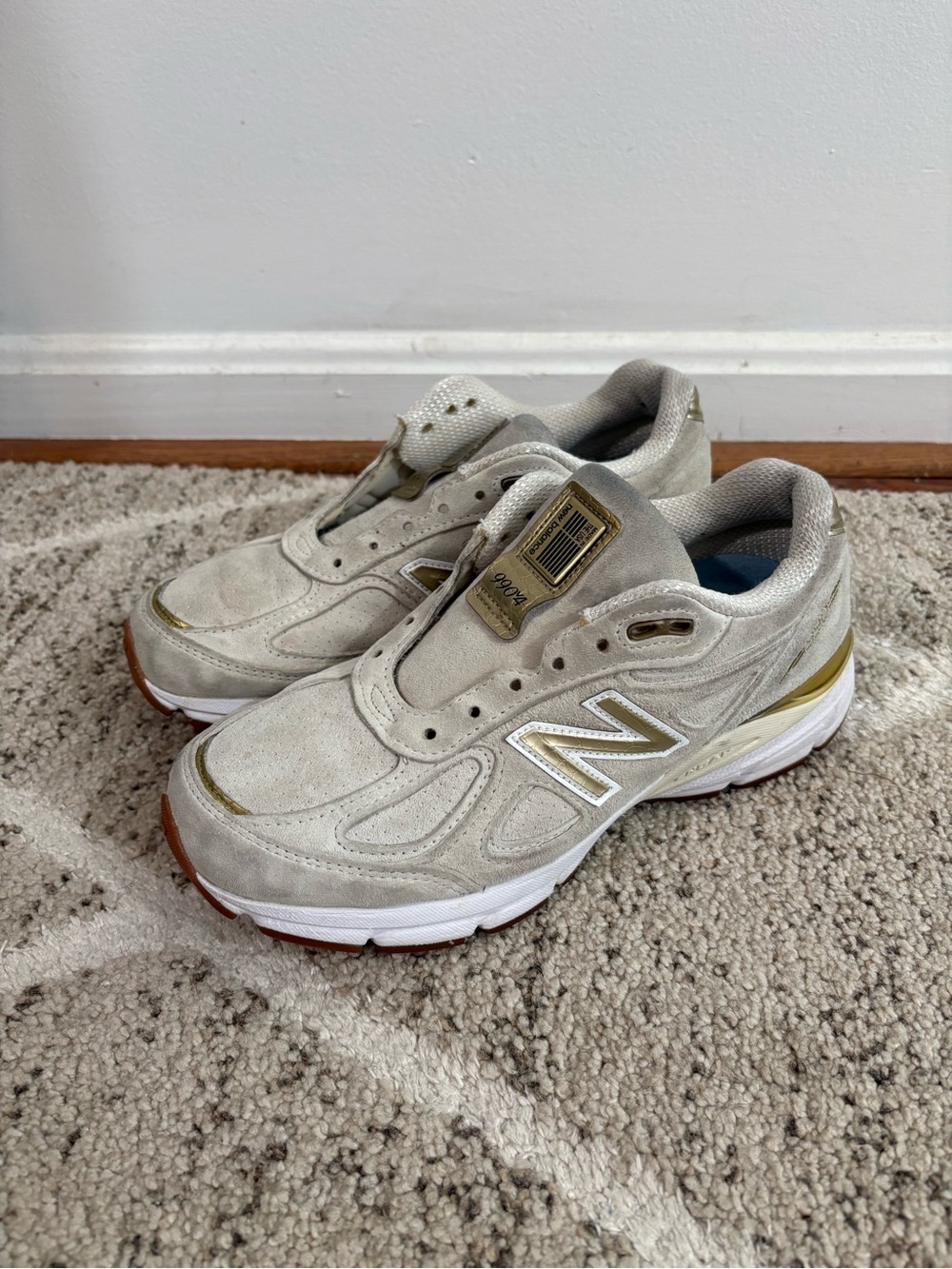New Balance 990v4 Angora Made in USA Shoes Sz 8 Women’s Off White Gold W990AG4